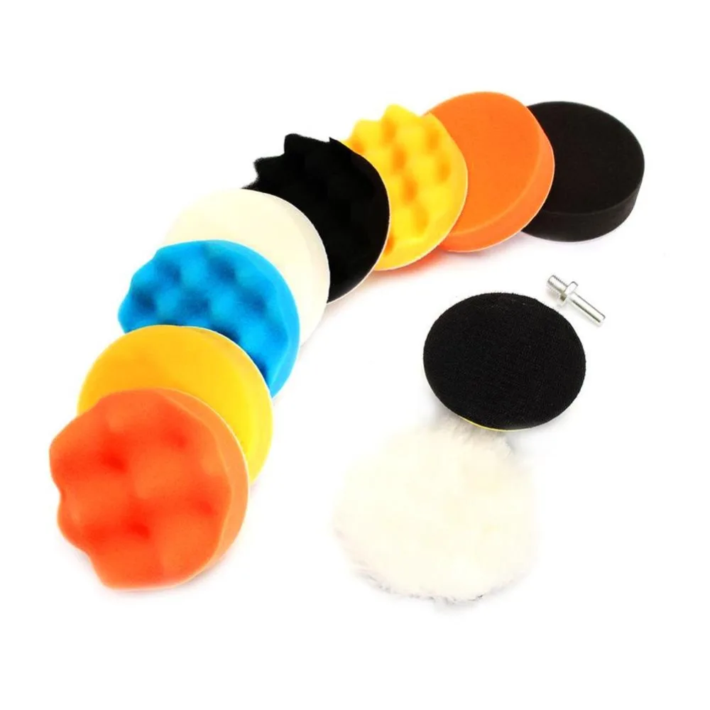 11pcs Sponge Buffing Polishing Waxing Pad Kit For Car Polisher Buffer