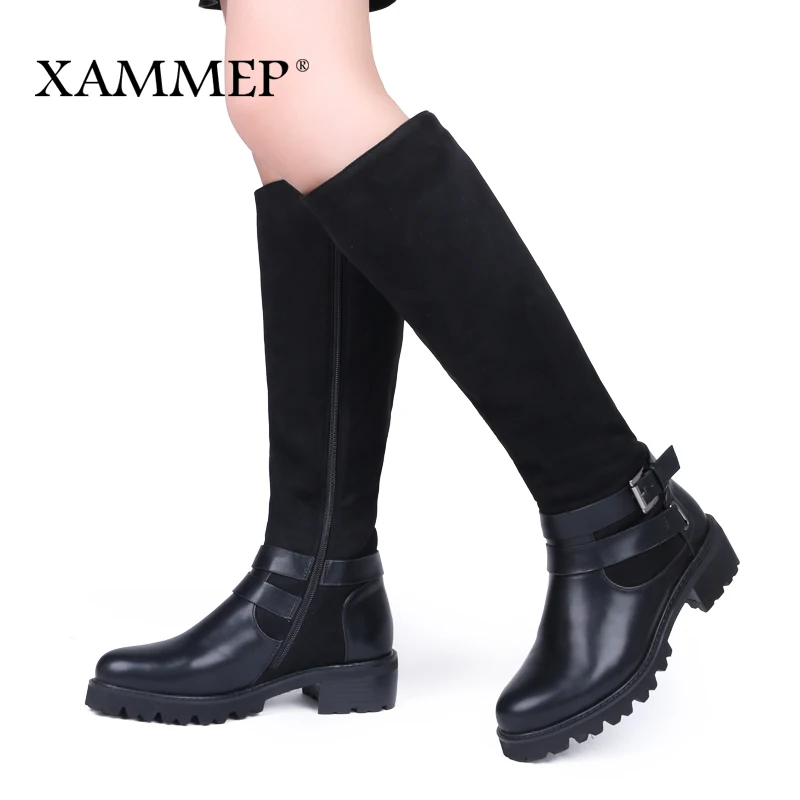 

Women Winter Shoes Knee High Boots Big Size High Quality Leather Brand Women Shoes Wool And Plush Women Winter Boots