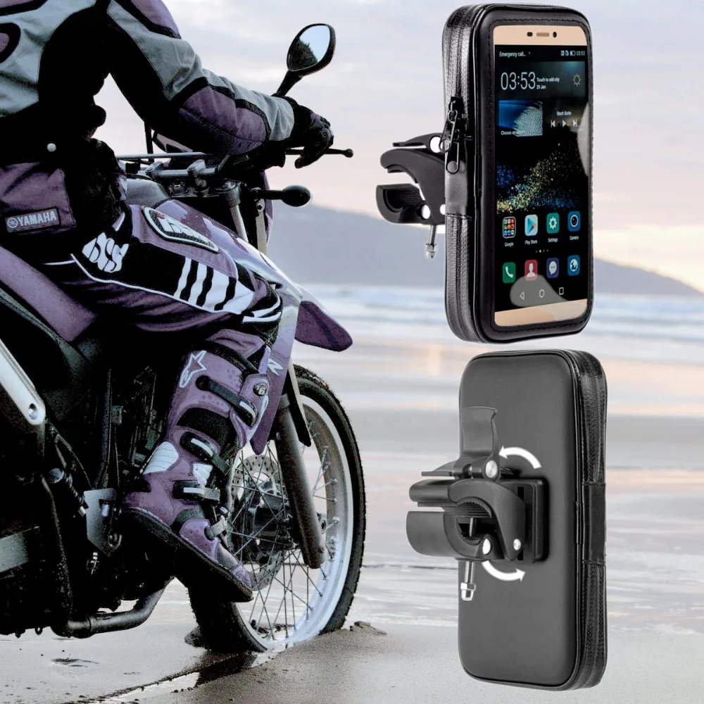 Billig 360 rotierenden Wasserdichte Tasche moto rcycle Telefon Halter Stehen Clip Montieren Unterstützung für iPhoneX 8 7 Plus 6 S9 S8 plus soporte movil moto