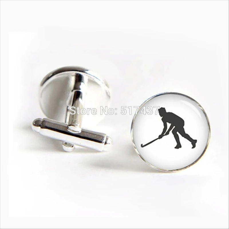 

2018 New Fashion Field Hockey Cufflinks Hockey Cuff link Athlete Cufflink Shirt Cufflinks For Mens