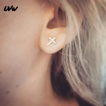 UVW015 2 шт. хирургическая сталь крест дизайн унисекс серьги гвоздики для женщин мужчин серебро черный золото Pendientes модные ювелирные изделия