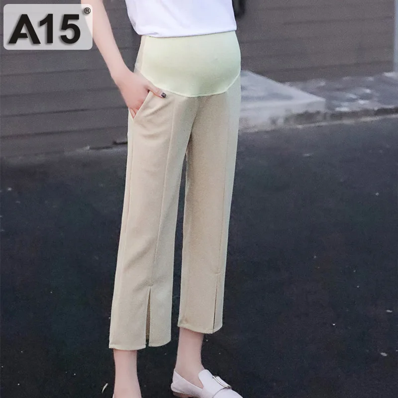 A15 Брюки для беременных женщин офисные женские брюки для формальной работы черные брюки эластичная талия беременность летнее платье для кормящих грудью - Цвет: 671apricot