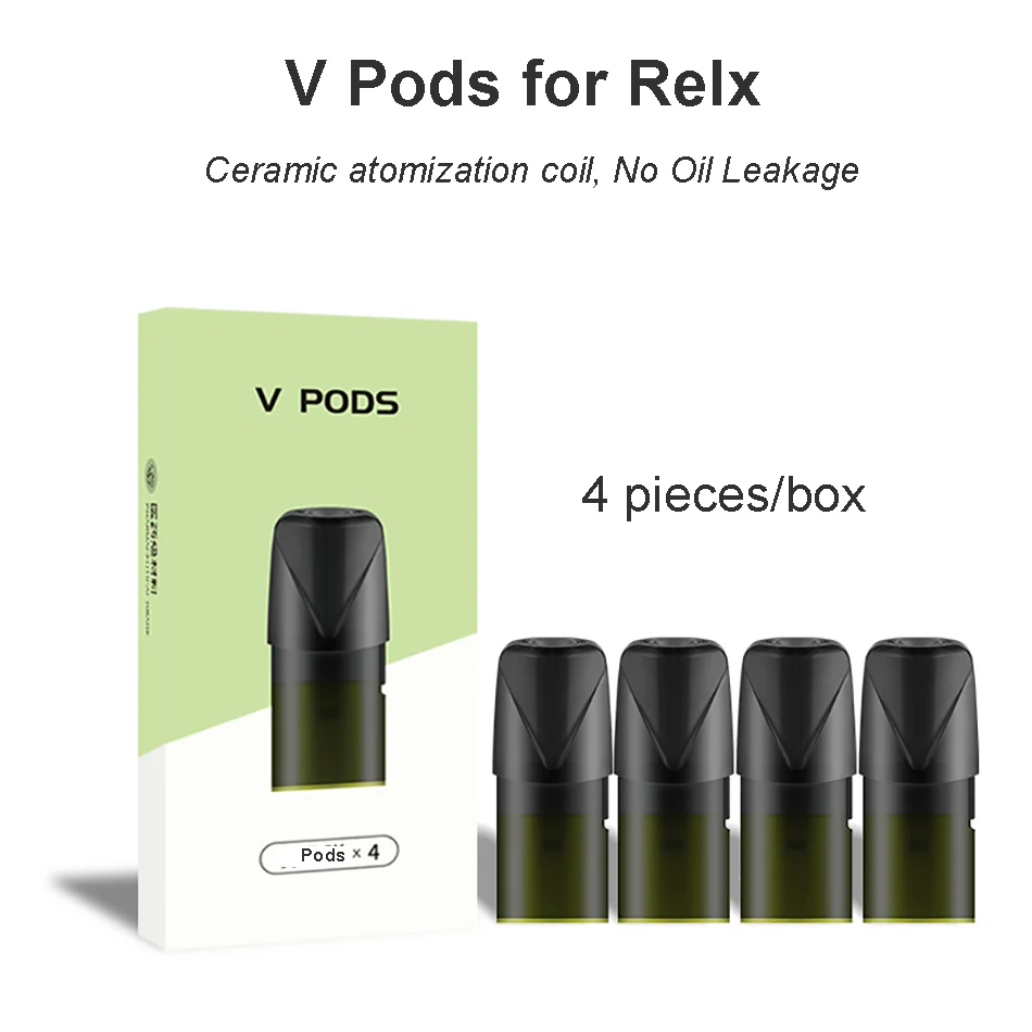 

4pcs Original Pods for Relx Vape Kit Starter Kit With 2ml Capacity Repeated Oil Injection Ceramic atomizing coil for RELX