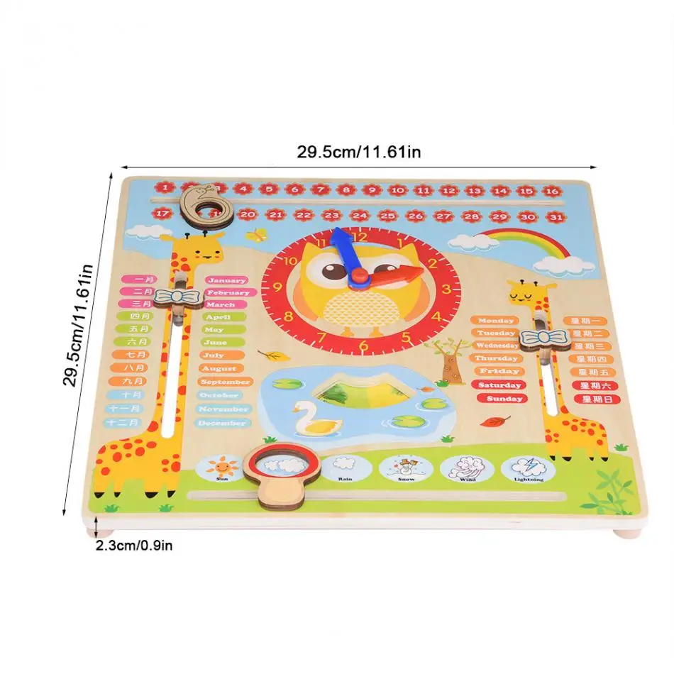 Развивающие деревянные игрушечные часы Дети Дата Календарь диаграмма Дошкольное обучение реквизит развивают ребенка распознавание цветные часы раз
