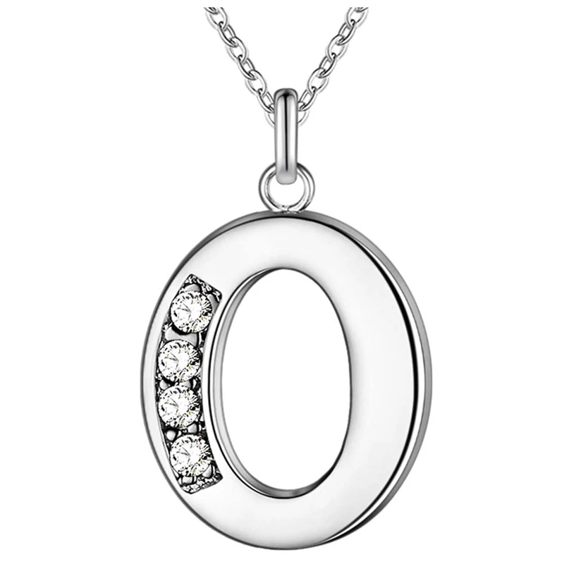 Ожерелье с подвеской с надписью "имя" для женщин и мужчин, с алфавитом от А до Я, серебряный цвет, 925, CZ покрытие, модное ожерелье, цепочка с цепочкой, ювелирное изделие - Окраска металла: O