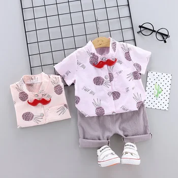 

2Pcs/Set Summer Baby Boys Short Sleeve Pineapple Print Tops Blouse T-shirt+Shorts Casual Outfits Sets