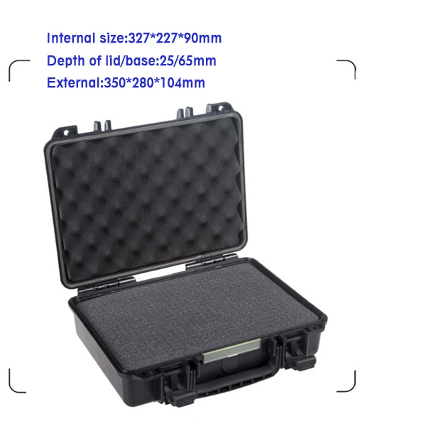 

IP67 waterproof shockproof black compressive durable toolbox with full cubes foam inserts