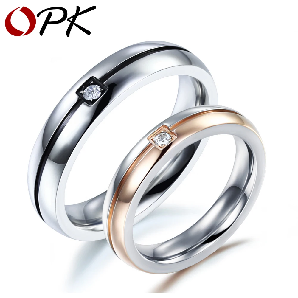 opk classical fashion lovers wedding rings simple design stainless steel crystal stone finger bands jewelry - Wedding Ring Designs opk classical fashion lovers wedding rings simple design stainless steel crystal stone finger bands jewelry - Wedding Ring Designs