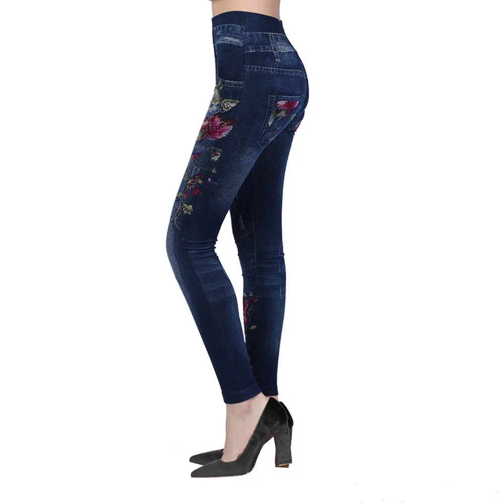 NIBESSER, женские джинсы из искусственного денима, женские бесшовные сексуальные широкие брюки с цветочным принтом размера плюс, уличная одежда