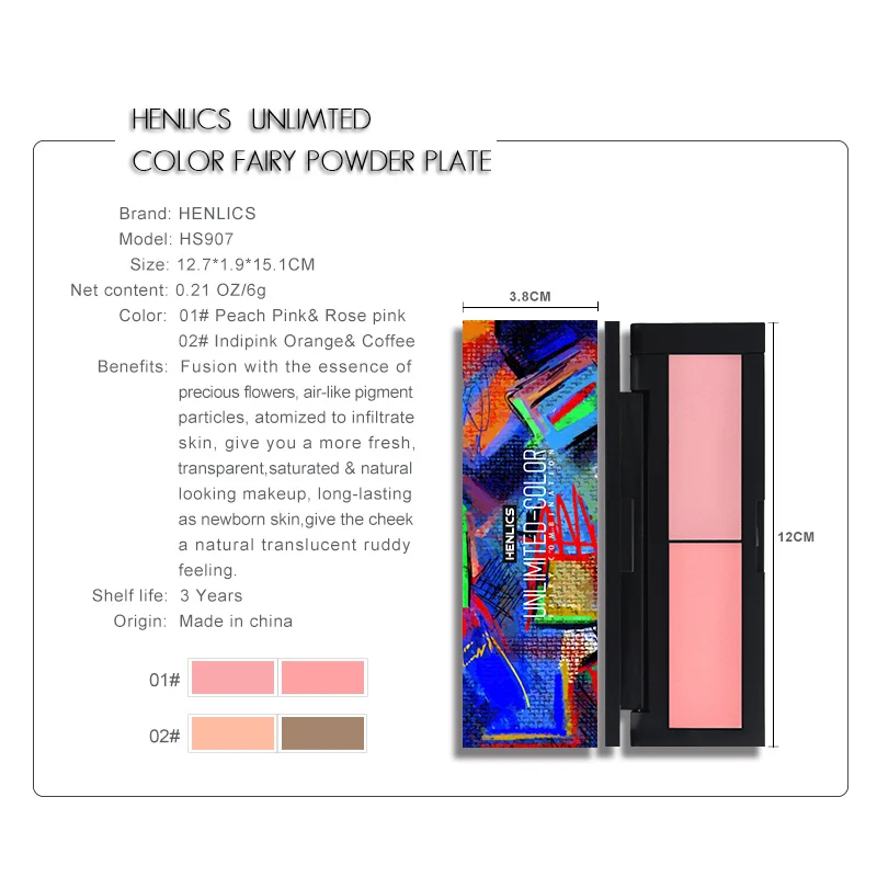 HENLICS Beauty Product Series Wonderful 2 Color Makeup Blush Face unlimited color fairy Blusher Powder Palette Cosmetic  (4)