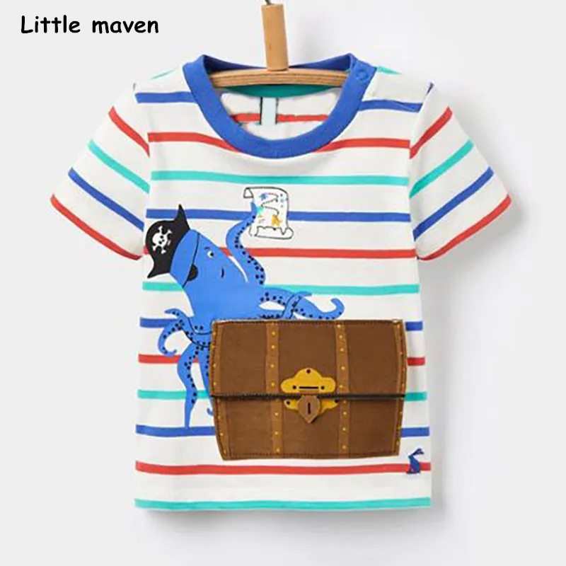 Little maven/Детская летняя одежда 2018 для маленьких мальчиков Футболка в полоску с