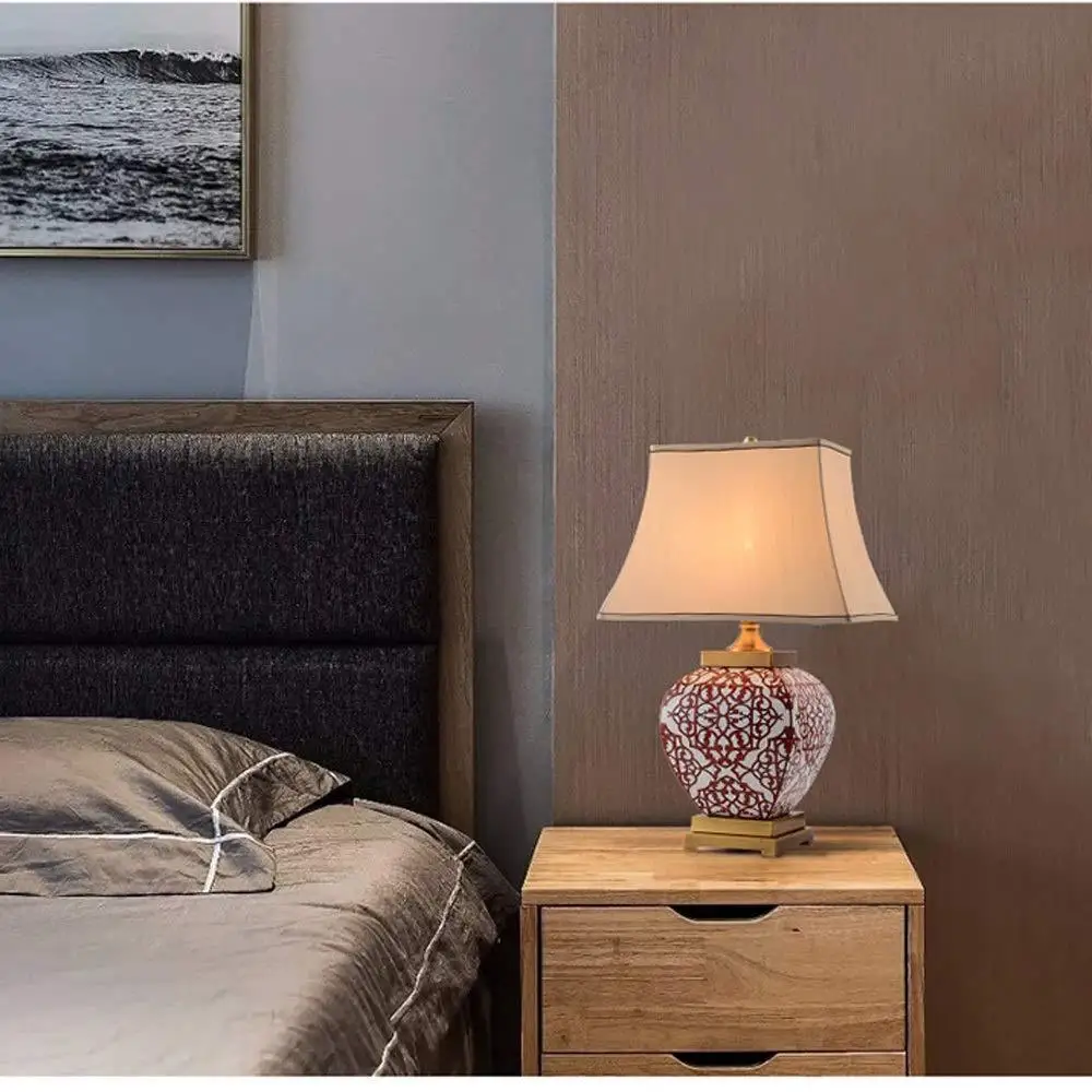 Современные креативные высококачественные благородные настольные лампы тканевый абажур Керамические настольные лампы для спальни