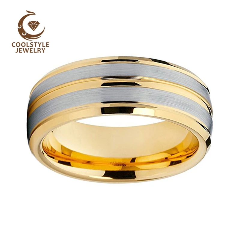 8 мм мужское обручальное кольцо золотое вольфрамовое кольцо ступенчатое скошенное матовое покрытие комфортное прилегание