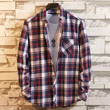 Повседневная рубашка с длинным рукавом, брендовая, хлопок, Мужская Фланелевая рубашка в клетку, весна-осень, мягкая, удобная, облегающая, стильная мужская одежда