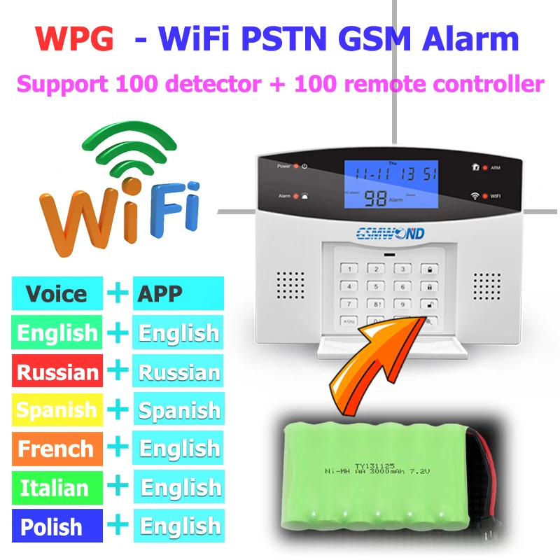 Kit de sistema de alarma WiFi PSTN GSM sistema de alarma para el hogar 433 MHz alarmas inalámbricas y con cable APP de teclado de pantalla