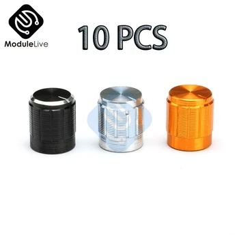 

10Pcs WH148 Switch Caps Volume Control Rotary Knobs Cap Black Gold Sliver For 6mm Knurled Shaft Potentiometer