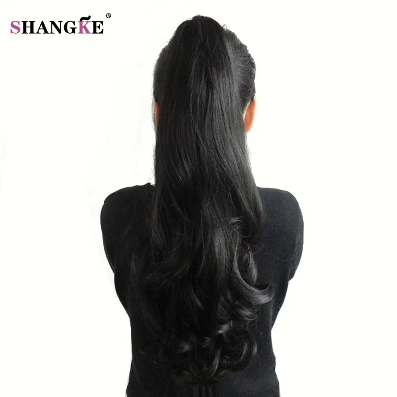 

SHANGKE HAIR 24'' Synthetic Ponytail Wowen Wavy Claw Clip in PonyTail Hair Extension Heat Resistant Fake Hair Pieces