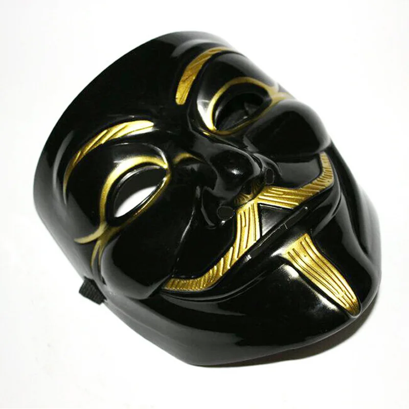 

Black With Gold Eyeliner Old Making Style Cosplay Mask V for Vendetta Hockey Festival Party Halloween Masquerade Guy Fawkes Mask