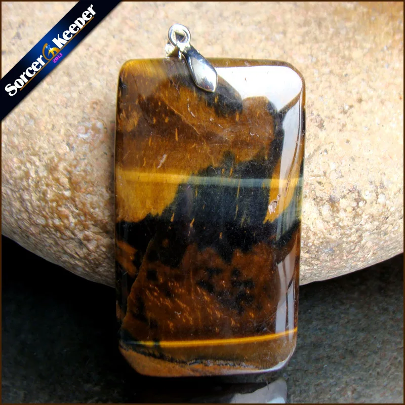 

Natural Blue Tiger Eye Stone Pendants Charms Jewelry DIY Necklace Beads for Man / Leather Chain & Flannel Bags as a gift RS341
