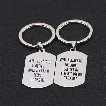 

Dog tag Keyring Silver Couples Keychain WE'll ALWAYS BE TOGETHER Keyfob Date customizable