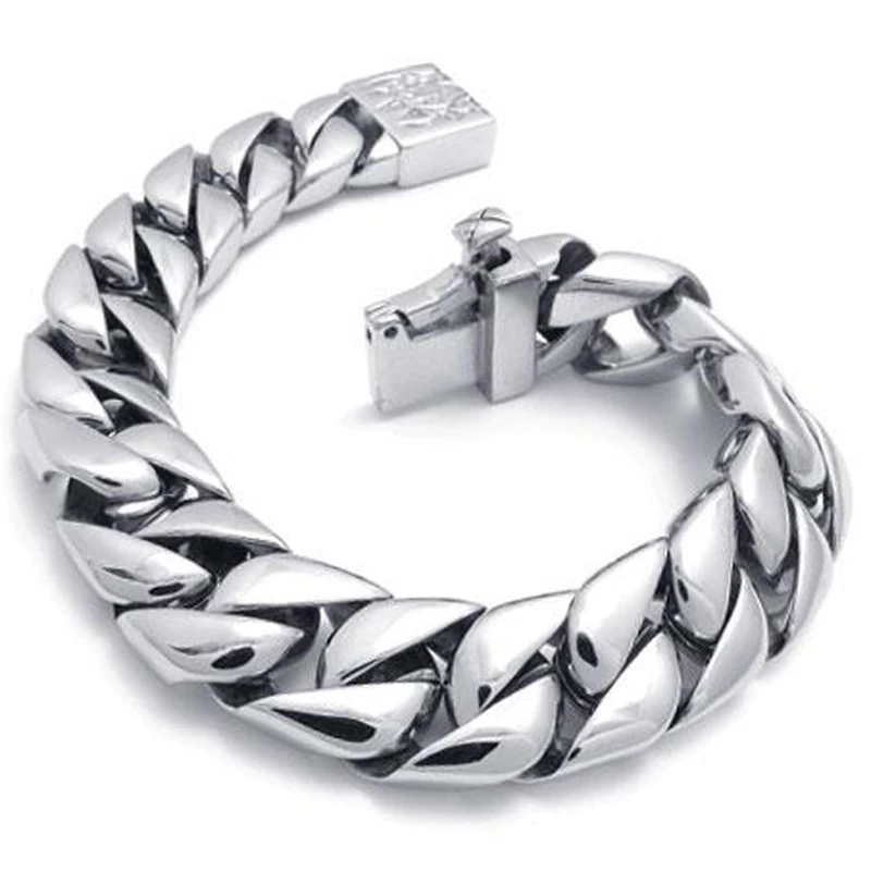 

8.26"(21cm)*20mm 95g 316L Stainless Steel Comprehensive High-Tech Polishing Silver Men's & Boy Bracelets Bangle, Best Quality