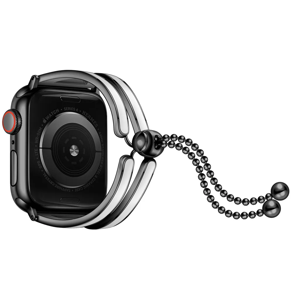 Ремешок для Apple Watch Series 5 4 3 2 1 Роскошные Для женщин Девушка браслет 40/44/38 мм/42 мм металлический браслет дизайн браслет ремень - Цвет ремешка: Black white