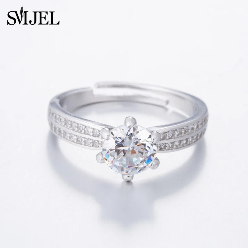 Женское кольцо SMJEL серебряное с фианитом для помолвки в подарок SYJZ158|bridal ring|engagement