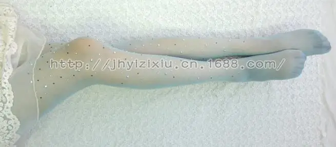 WA052 Light blue Черные пикантные обтягивающие чулки, Чулки, летняя мода, сексуальные женские тонкие блестящие прозрачные блестящие стразы, колготки, высокая эластичность - Цвет: WA052 Light blue