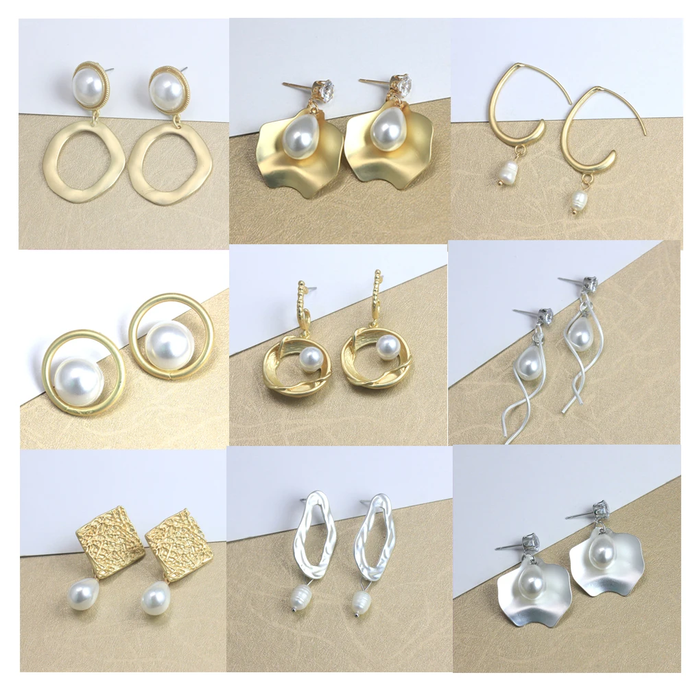 

Legenstar 2019 New Fashion Hammered Metal Disc Geometric Earrings for Women Pearl Korean Statement Earring Gold Color Hoop Jewer