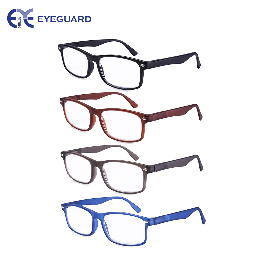 EYEGUARD читателей 4 пары унисекс Пружинные шарниры прямоугольные очки для чтения Fit для мужчин и женщин очки для чтения женщин