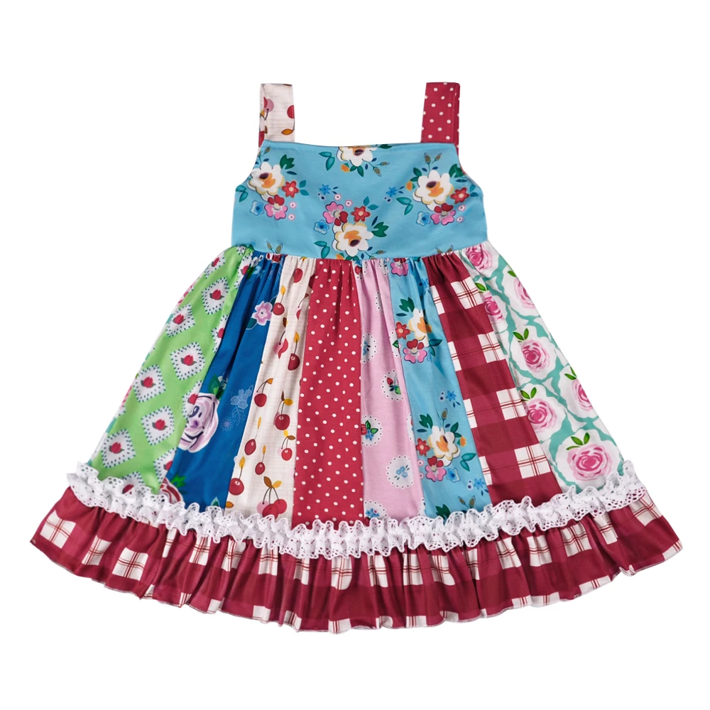 

Floral Baby Girls Dress Spring Summer Children Clothing Boutique Remake Dress LYQ803-108
