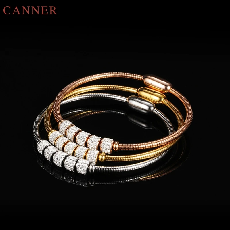 Fashion Crystal Metal Beads Stainless Bangles Bracelets for Women Wire Cabe Magnetic Bangle Wedding Party Jewelry Gifts C35 | Украшения и