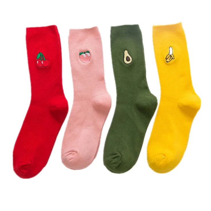 10pcs Fruit Embroidery Pile Socks Cotton Tube Harajuku Tide Women Cosply | Женская одежда