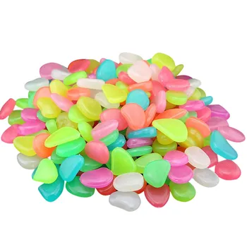 

50 PCS Garden Luminous Glowing Stone Pebble (Green Blue Orange Purple Each Color ) Garden Decoration