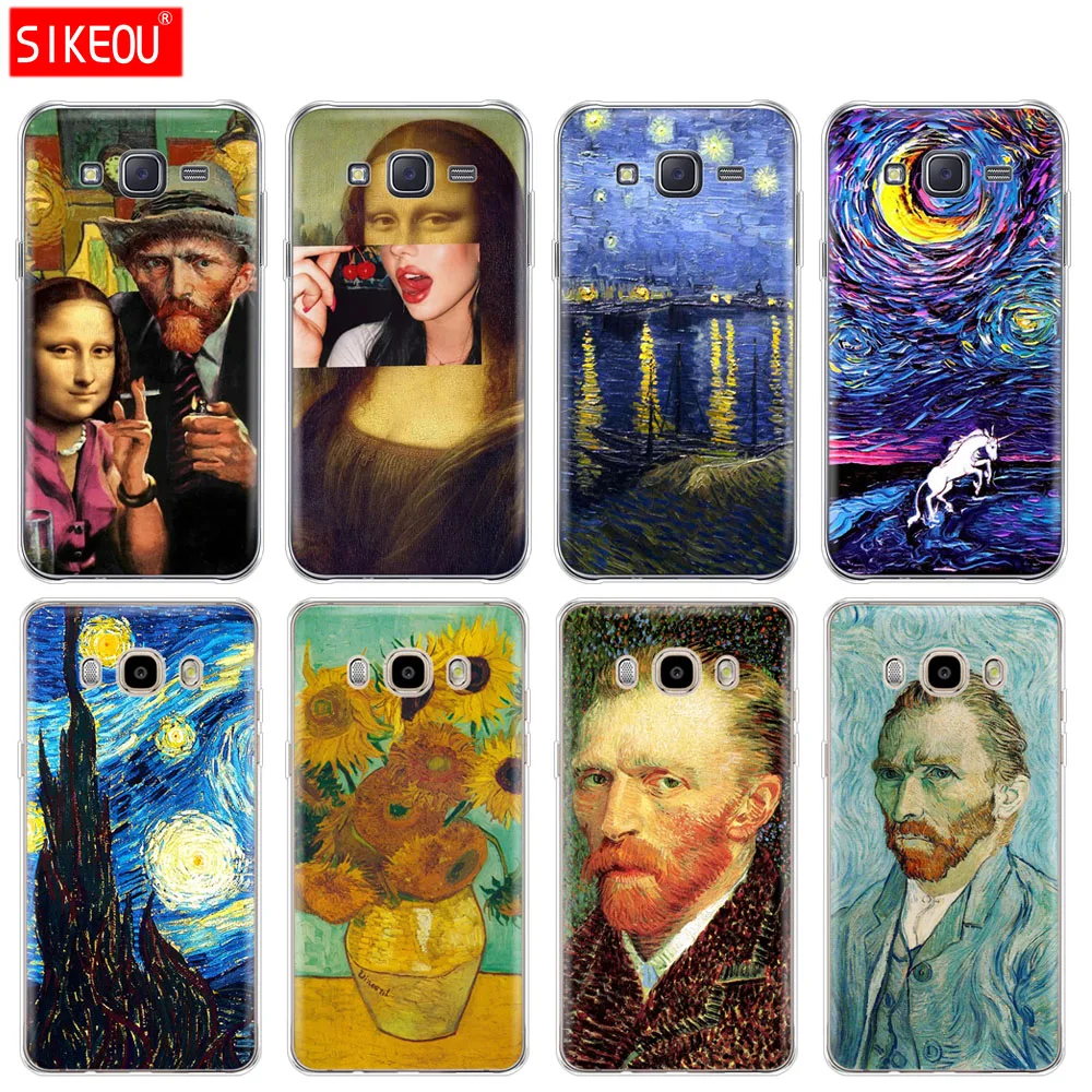 Силиконовый чехол для телефона Samsung Galaxy J1 J2 J3 J5 J7 MINI 2016 2015 prime Van Gogh звездная ночь |