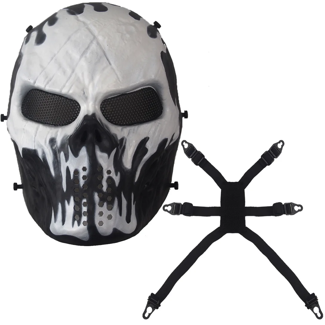 [Hfбезопасности] призрак камуфляж тактические полевые пожарные маски череп Маскарад Открытый самообороны металлические сетчатые очки полный маска для лица