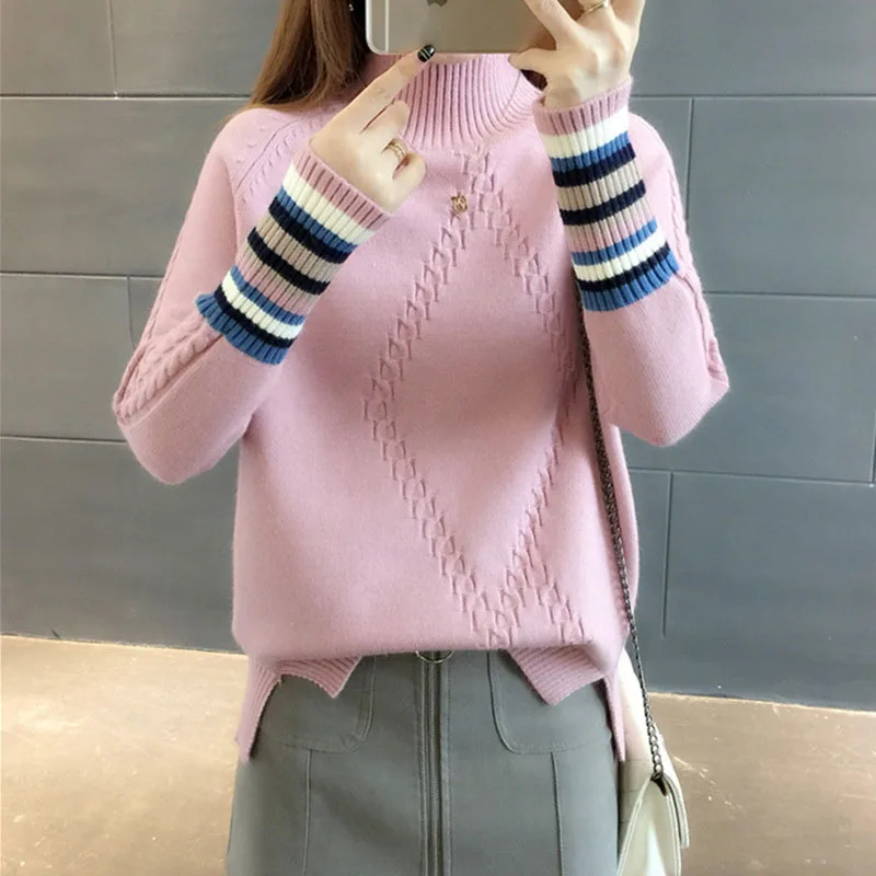 Women Sweaters and Pullovers 2018 Fall Knitted Long Sleeve Turtle Neck Ladies Knitwear Pullover Top Fashion Pull Female Jumper Women Sweaters and Pullovers 2018 Fall Knitted Long Sleeve Turtle Neck Ladies Knitwear Pullover Top Fashion Pull Female Jumper
