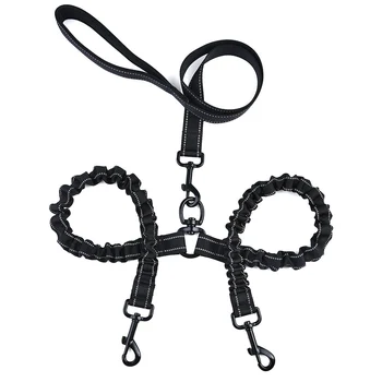 

Double Dog Leash Elastic Bungee Pet Coupler Walking Leads For 2 Twin Dogs Leashes Splitter Walking Training Leashes
