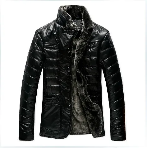 Новая мужская брендовая одежда, меховая цельная куртка с воротником-стойкой для ремонта теплого уплотнения, кожаная куртка для старшего возраста/XL-5XL