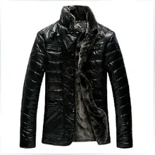 Новая мужская брендовая одежда, меховая цельная куртка с воротником-стойкой для ремонта теплого уплотнения, кожаная куртка для старшего возраста/XL-5XL