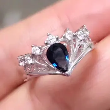 

Natural sapphire stone Rings s925 sterling silver Natural 4*6mm blue gemstone crown Ring new style fine Jewelry for women party