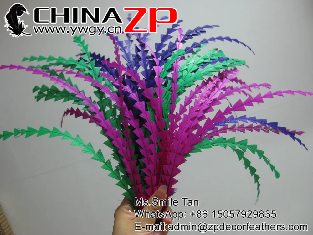 14~16 inch Feather Stripped Coque Diamond Train Bunch (4)