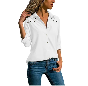

Autumn White Shirt Female Short Sleeve Shirt Fashion Bodycon Leisure Chiffon Blouse Tops Ladies Formal Office Blouse