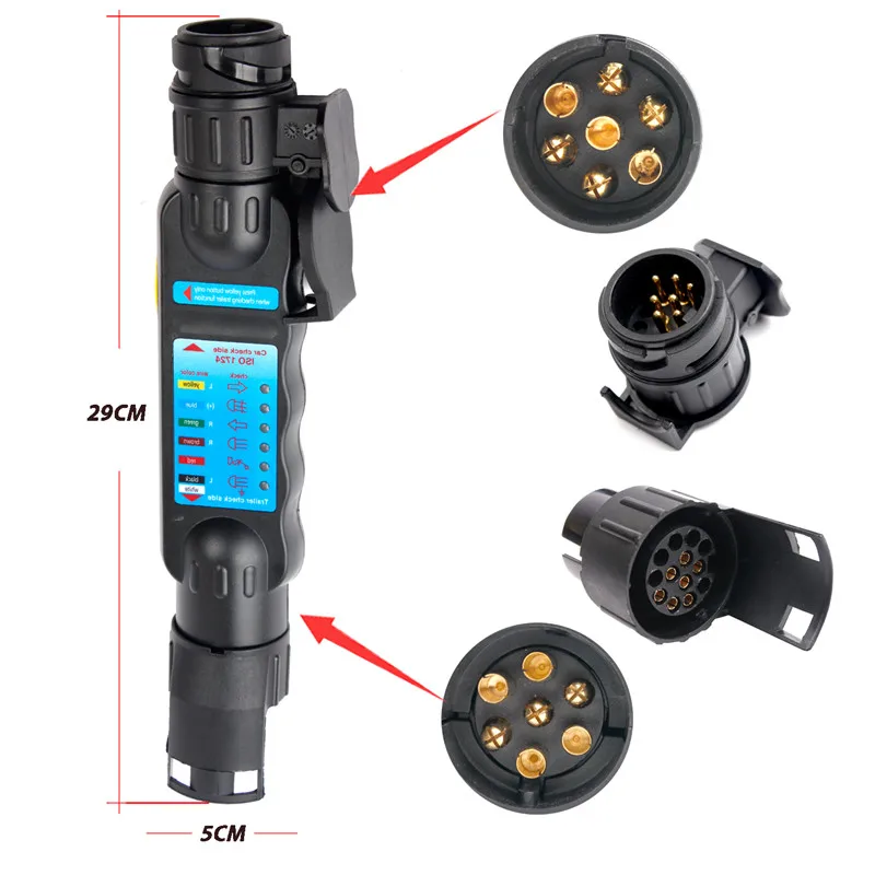 Airkoul 12V  Vehicle Car Trailer Tester 713 Pin Towing Light Cable Circuit Plug Socket  with 2 Adapters Car Accessories (7)