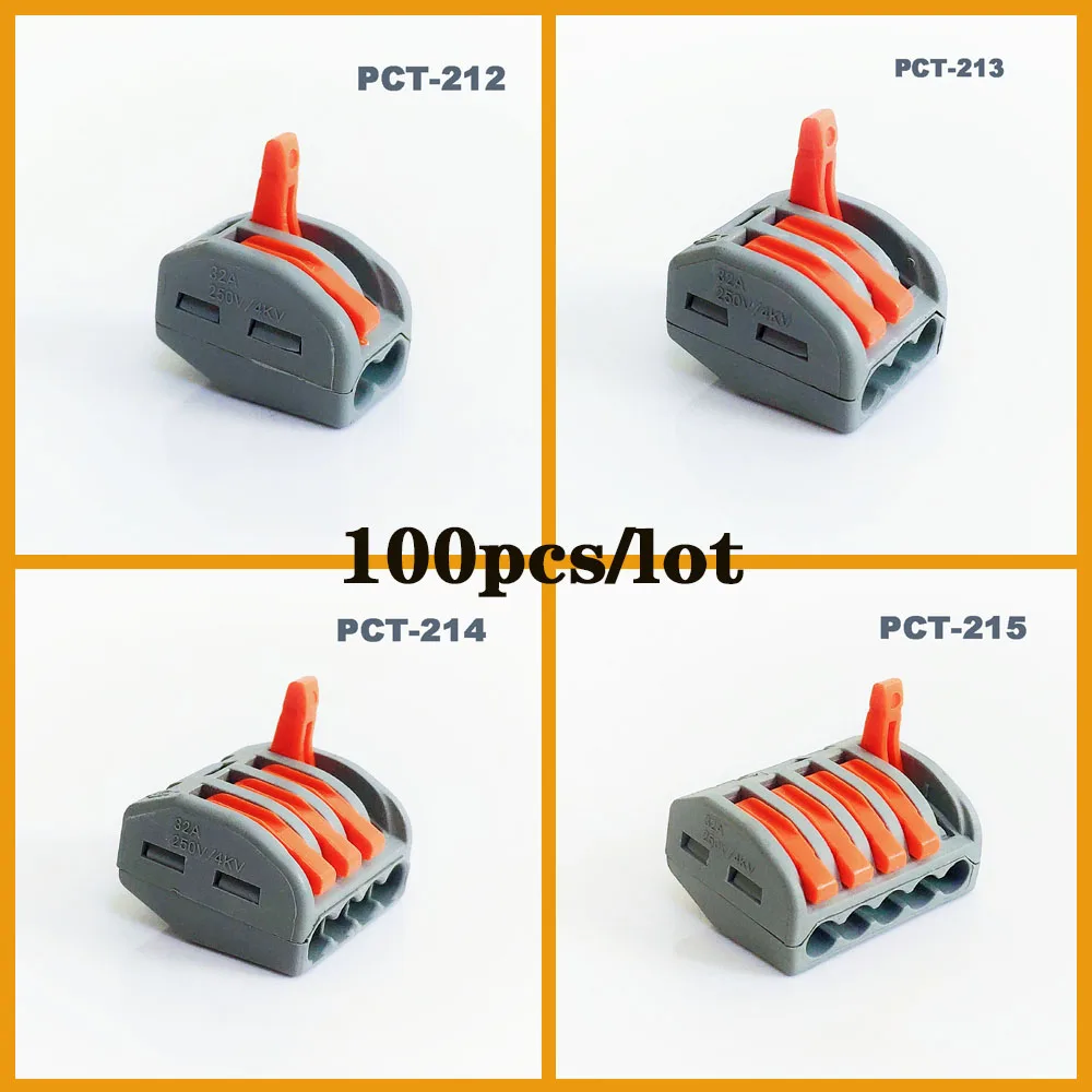 Кабельный соединитель 100 шт. 222 PCT-212 PCT-213 тип провода соединители Универсальный Компактный проводной соединитель провода нажимной клеммный блок