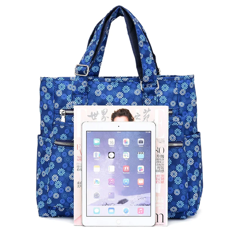 Casual Women Travel Top- handle Bag Nylon Trip Shoulder Bag Solid Mummy Waterproof Handbag Portable Big Tote purse