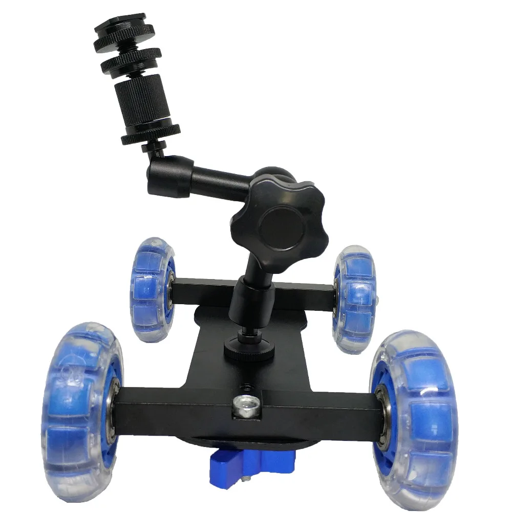 

Kaliou Dolly Car+7'' Magic Arm Tabletop Mobile Rolling Video Rail Skater for DSLR Camera Slider Track Dolly Car & Magic Arm