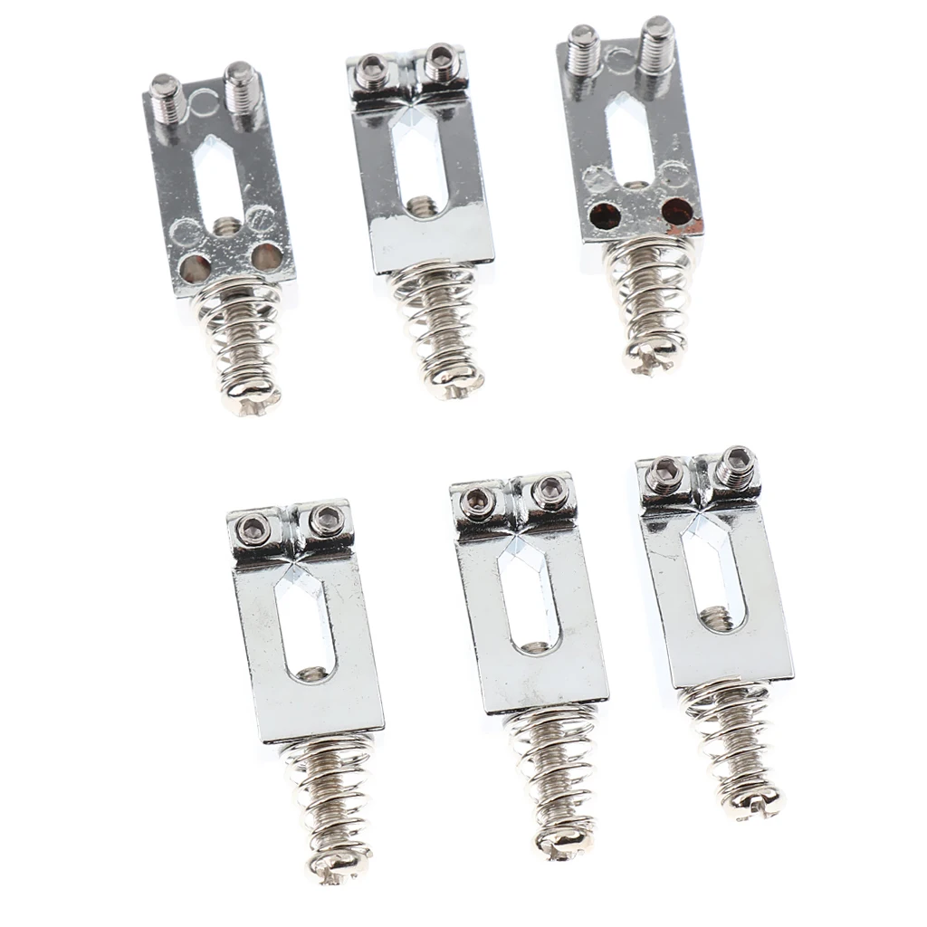 6Pcs Chrome Rectanguler Flat Bridge Saddles Electric Guitar Strat Tremolo Trem Bridge Strat Tely Guitar Replacements