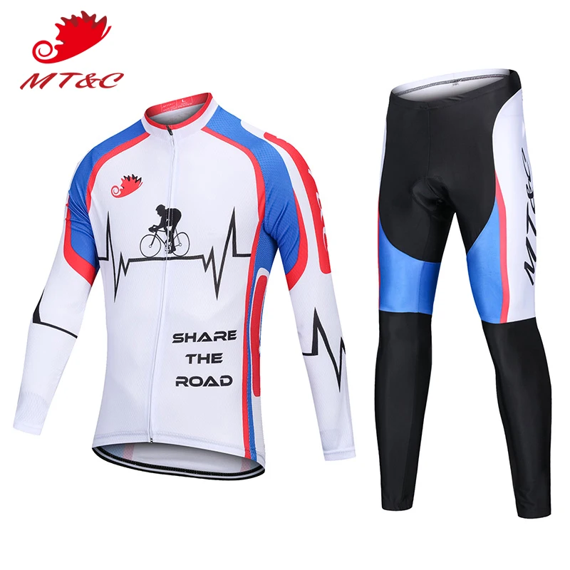 

MT&C Man Cycling Jersey Set Heart Beat Pattern Breathable Pro Cycling Team Clothing Quick Dry Gel Pad Spring Autumn Bike Clothes