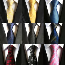 Новые 8 см шелковые галстуки Пейсли желтые в горошек синие полосатые жаккардовые тканые мужские галстуки для деловых мужчин рабочая рубашка костюм галстук
